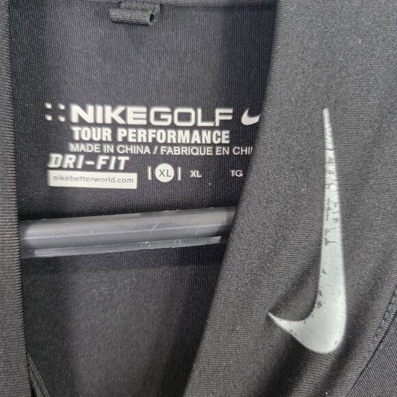 Mens Nike Golf Dri-Fit Tour Performance Black Shirt Long Sleeve Mock Neck XL - Picture 3 of 9